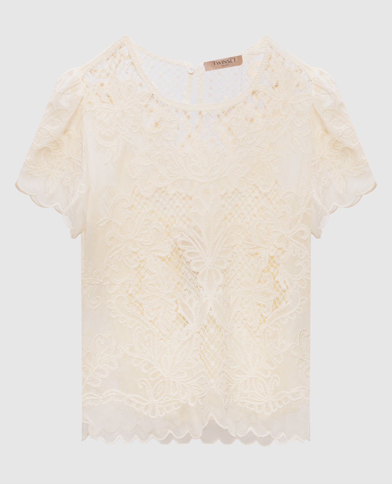 Бежевый топ с вышивкой