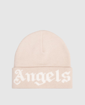 Palm Angels Дитяча бежева шапка з візерунком логотипа F6PAJBHT227
