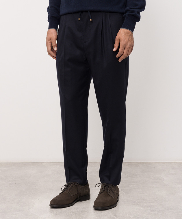 Brunello Cucinelli Штани синього кольору з вовни ME226E1710 зображення 3