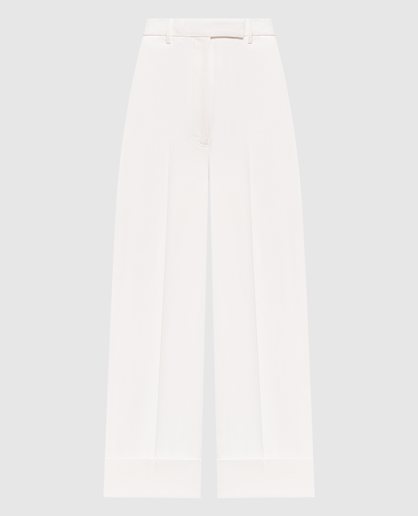 

Брюки цвета айвори с отворотами, Бежевый, Укороченные брюки