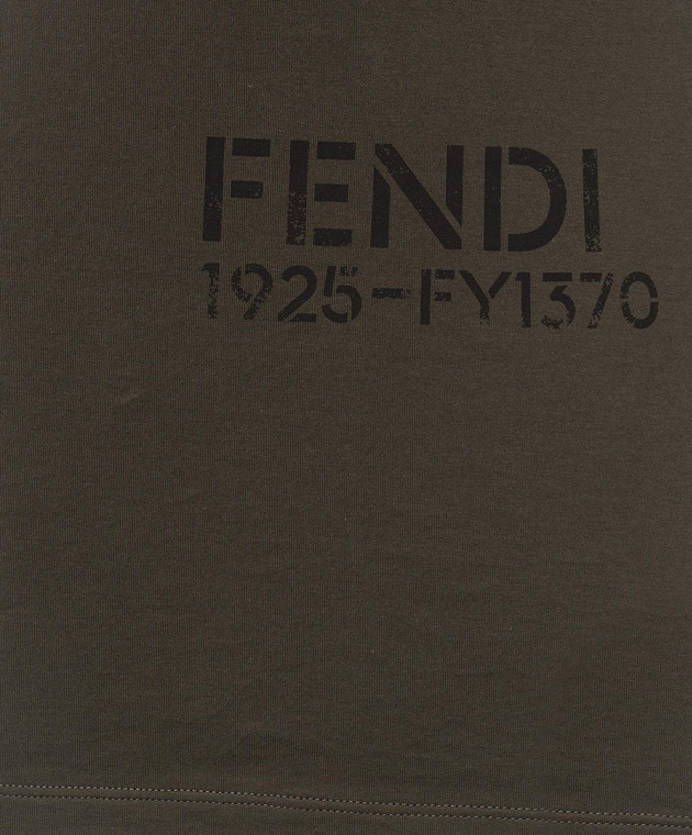 Fendi Футболка кольору хакі з принтом FY1370B19Q зображення 5
