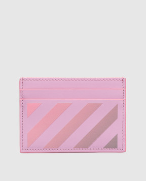 Off-White Рожевий шкіряний картхолдер Diag OWND04DS26LEA003