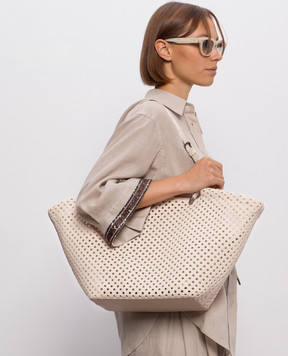 Brunello Cucinelli Ажурна сумка-тоут кольору айворі Sartorial MBRRD2794P