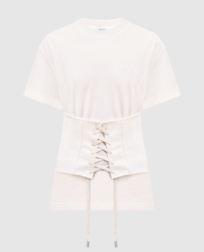 Alexander McQueen Футболка кольору айворі з корсетною нашивкою 863552QLAEZ
