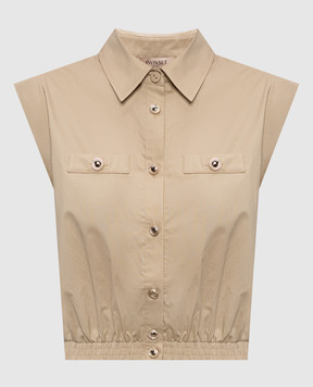 Twinset Бежевая укороченная рубашка без рукавов 261TT2233