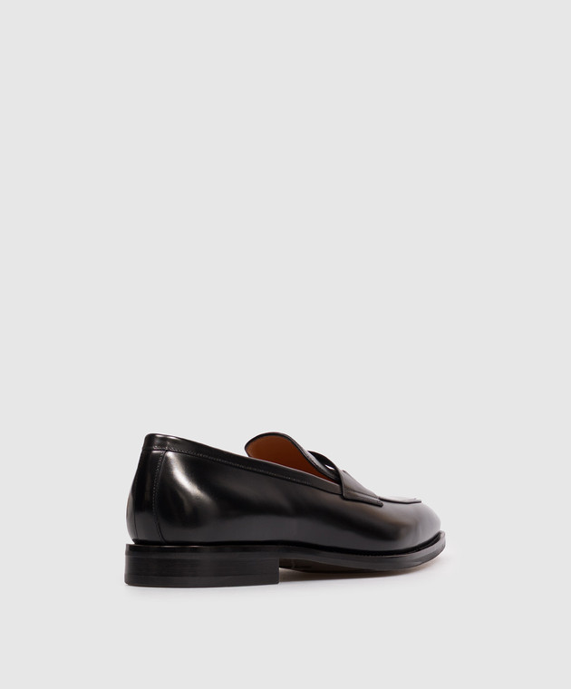 Santoni Чорні шкіряні глянцеві лофери MCAD19385PL7HNTG зображення 3