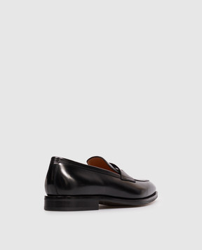 Santoni Черные кожаные глянцевые лоферы MCAD19385PL7HNTG