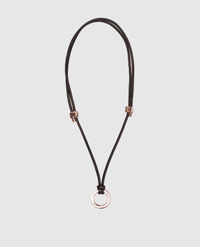 Brunello Cucinelli Коричневий шкіряний шнурок для окулярів з гравіюванням логотипа MACP9G002