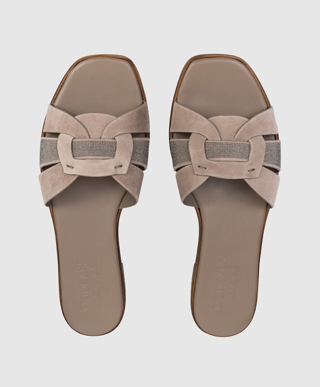 Doucal's Бежеві замшеві шльопанці з ланцюжком моніль DD8906DEGNUF278 зображення 4