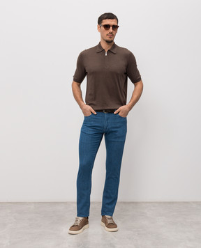 Enrico Mandelli Сині джинси слім з патчем логотипа 0MIAMI5335