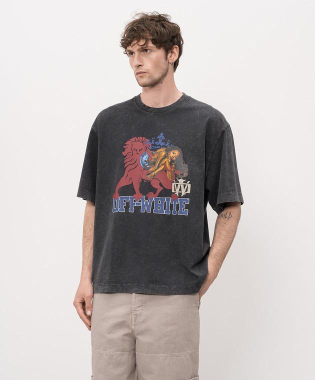 Off-White Серая футболка с принтом 44MAA120S26J005 изображение 3