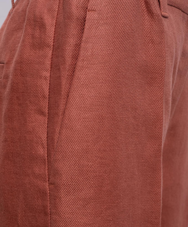 Brunello Cucinelli Теракотові штани з льону MH527P9198 зображення 5