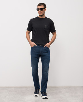 Stefano Ricci Черная футболка с кашемиром MVH5300100PRYABP