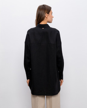 Agnona Чорна сорочка з льону TD1113YU3049