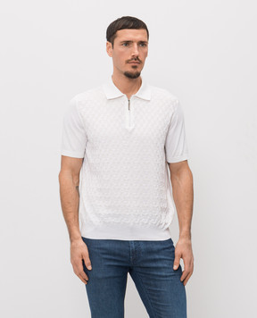 Stefano Ricci Біле поло з шовком у візерунок K818110P31F26176