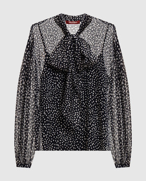 Max Mara Чорна блуза MSTETERE із шовку в горох MSTETERE