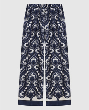 Max Mara Weekend Синие брюки WKDOTTICO из шелка WKDOTTICO