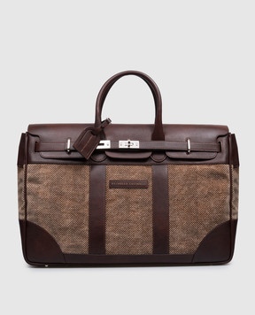 Brunello Cucinelli Коричневая комбинированная дорожная сумка MBROBU071