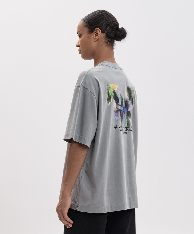 Off-White Сіра футболка з принтом Flower 2FA00646T зображення 4