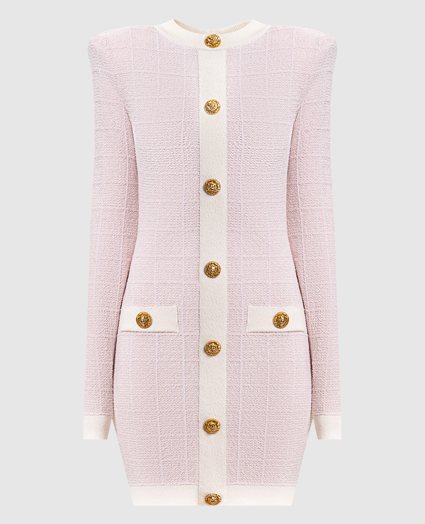 

Розовое твидовое платье мини, Розовый, Повседневные платья