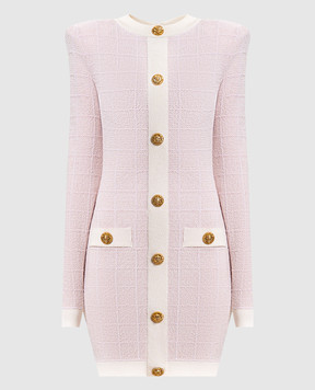Balmain Рожева твідова сукня міні GF1R8920KJ48
