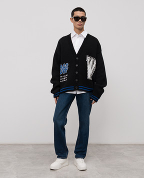 Off-White Черный кардиган с шерстью 44MHB019F5K002