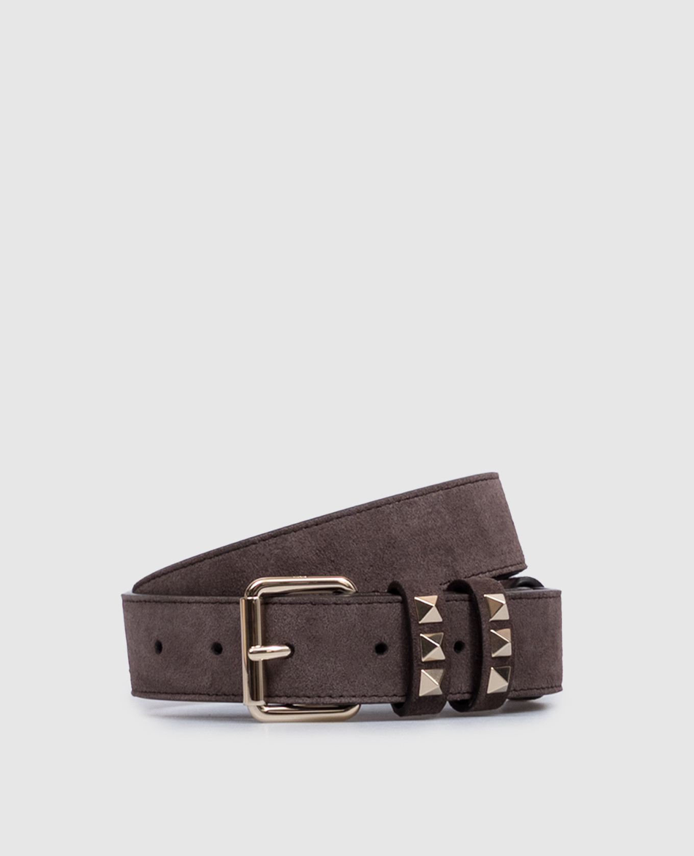 Коричневый замшевый ремень Rockstud