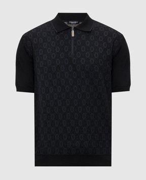 Stefano Ricci Черное поло с шелком в узоре K414015P31F26166