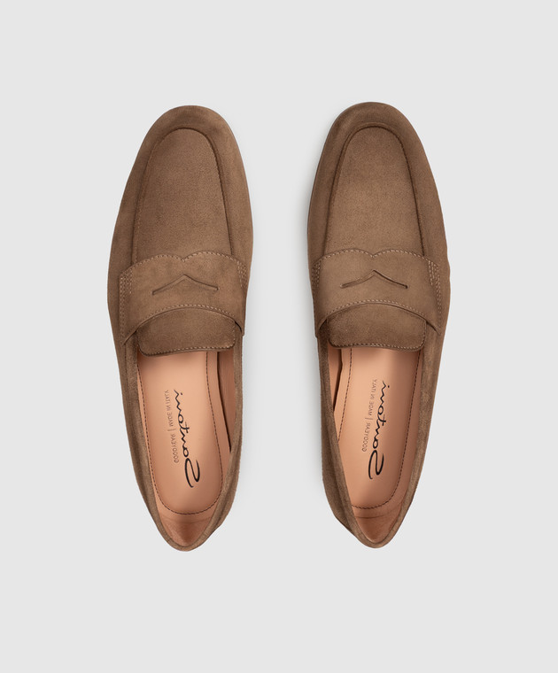 Santoni Коричневі замшеві лофери WUNY72357SI8NAEA зображення 4
