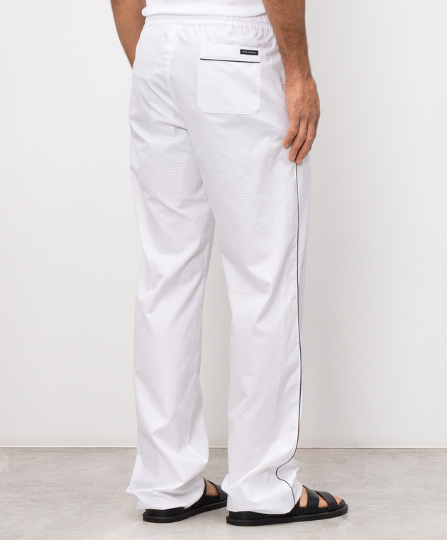 Dolce&Gabbana Білі штани в тканий візерунок в піжамному стилі GVRMATFU5YX зображення 4