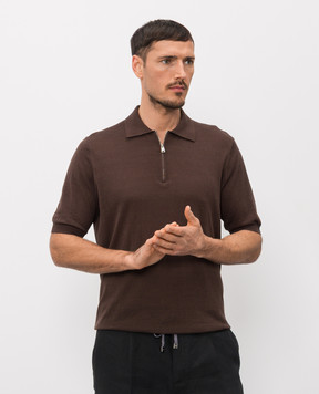 Cashmere&Whiskey Коричневе поло із шовку та льону MU9892314520R
