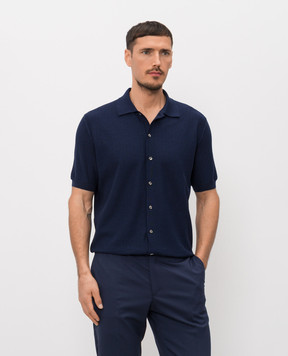 Stefano Ricci Синя сорочка з короткими рукавами з шовком K616453PAMF26118