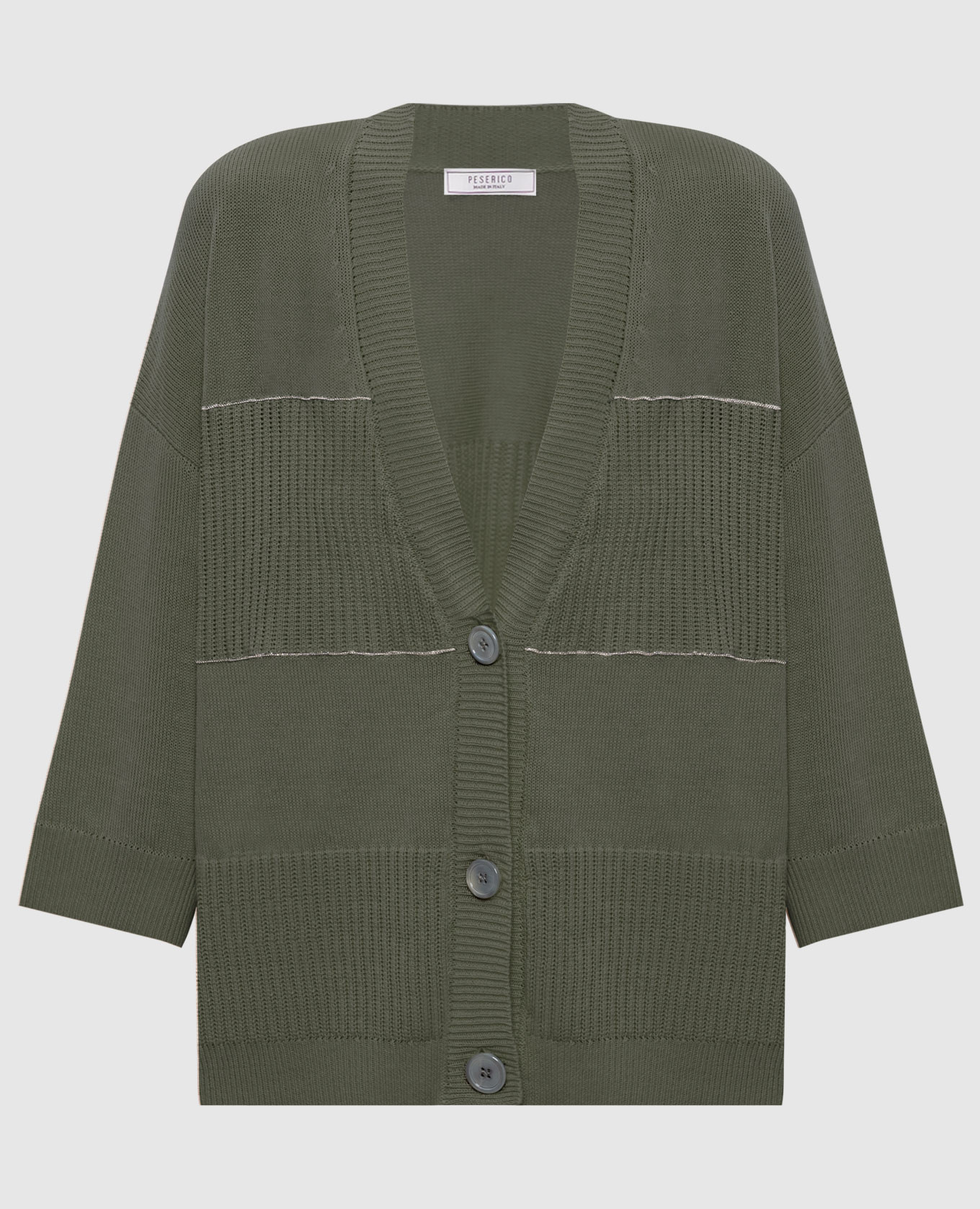 Зеленый кардиган с льном