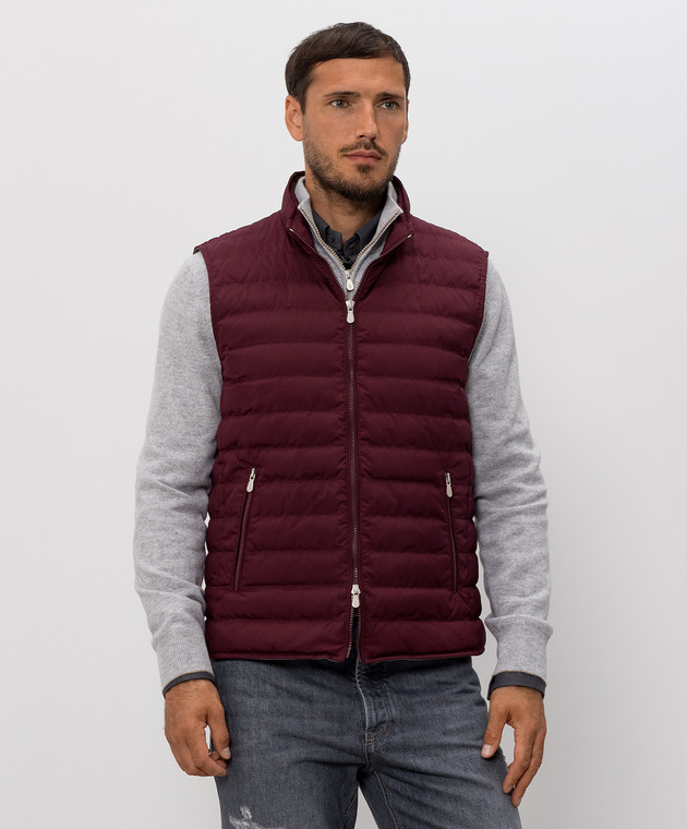 Brunello Cucinelli Бордовый пуховый жилет MV4081797 изображение 3