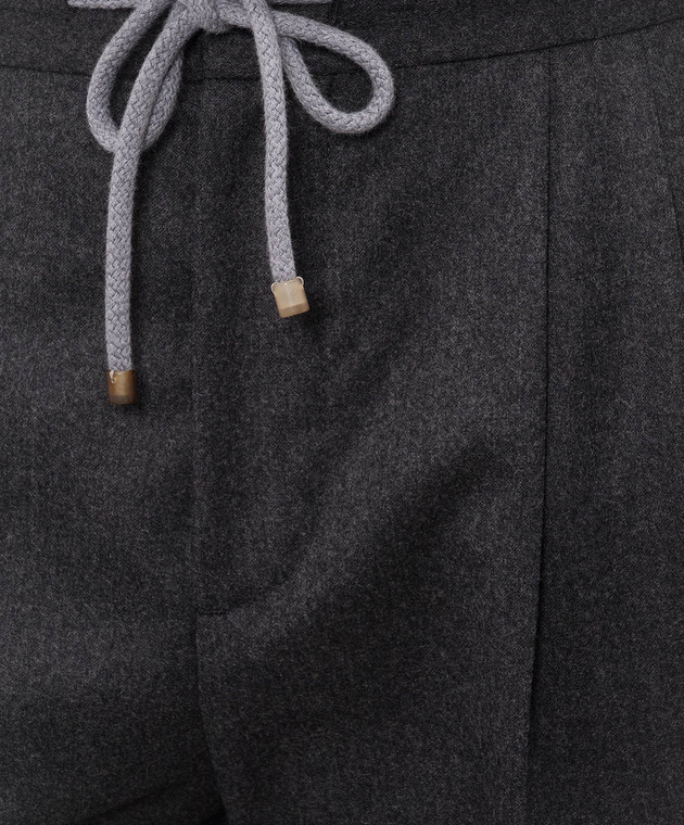 Brunello Cucinelli Темно-серые брюки из шерсти ME226E1710 изображение 5