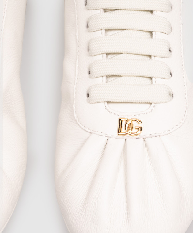 Dolce&Gabbana Белые кожаные кроссовки Ballet CK2485A3O78 изображение 5