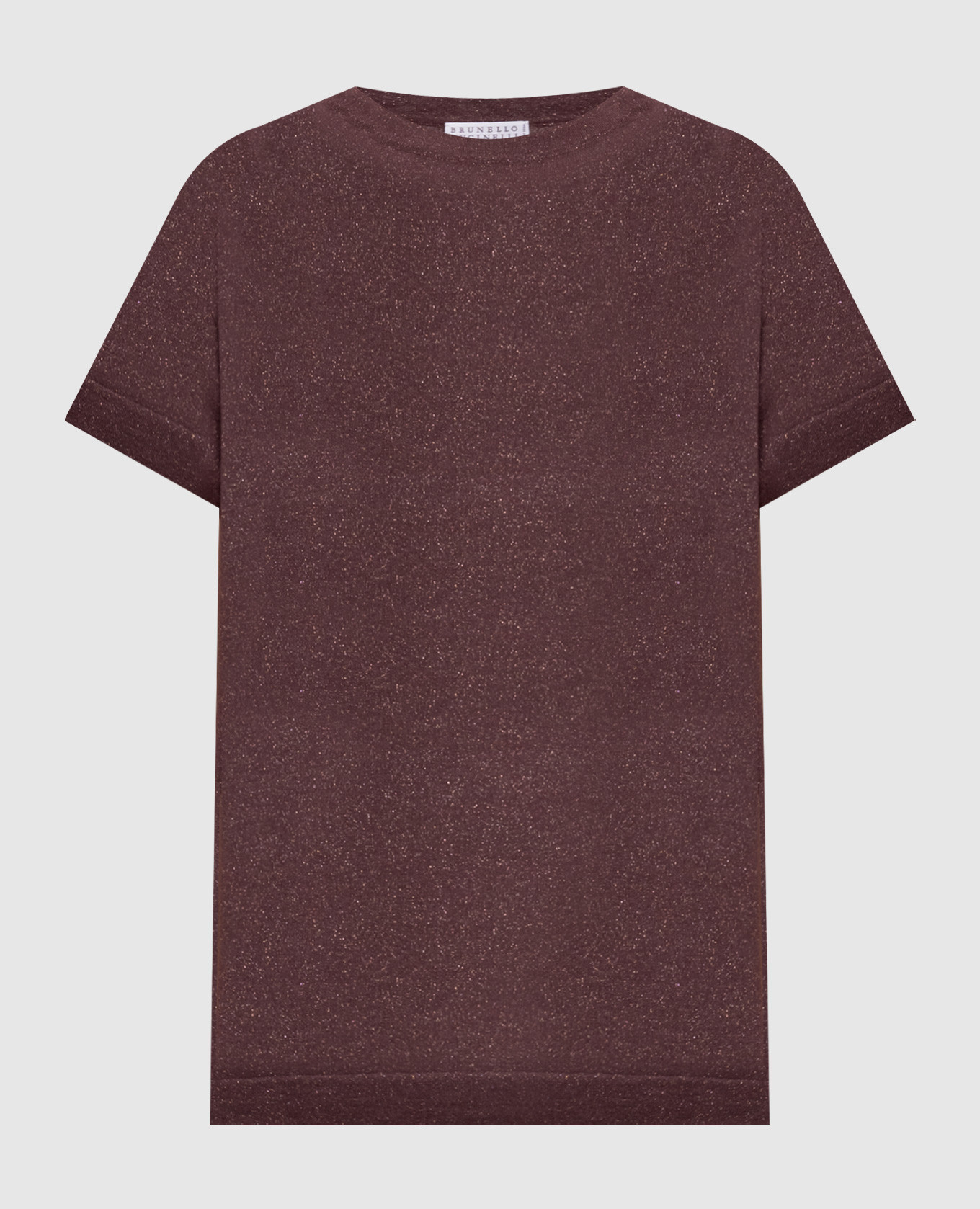 Бордовая футболка с кашемиром и шелком с люрексом