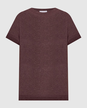 Brunello Cucinelli Бордовая футболка с кашемиром и шелком с люрексом M41810000