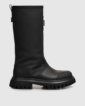 Dolce&Gabbana Детские черные комбинированные сапоги на меху D11436A3M463738