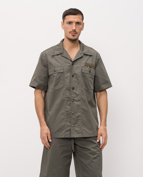 Dolce&Gabbana Сорочка кольору хакі з нашивкою логотипа G50E3TFU5YP