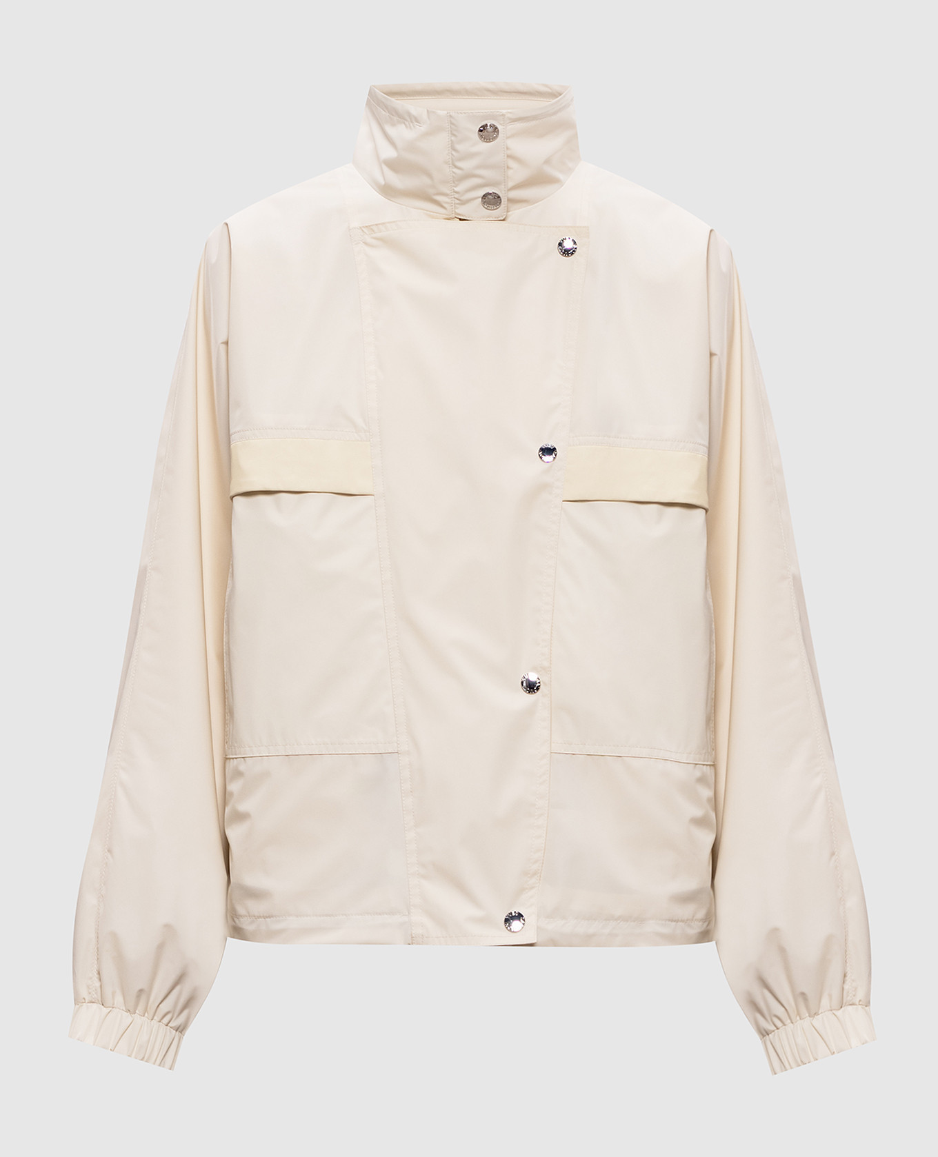 Бежевая куртка с кожаными вставками