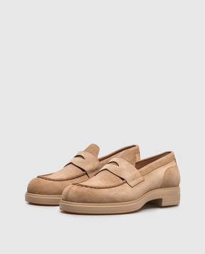Santoni Коричневые замшевые лоферы WUYW72448PKVNHSY