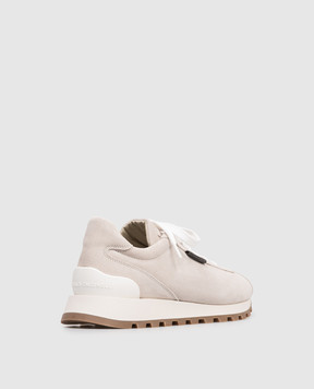 Brunello Cucinelli Сірі замшеі кросівки з ланцюжком моніль MZSFG2110