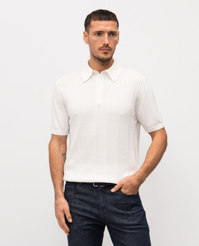Canali Белое поло в узор MK02463C1177