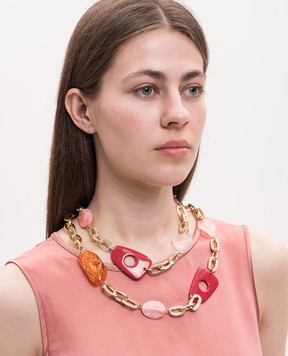 Dolman Bijoux Золотистая цепочка-ожерелье с бусинами 75108
