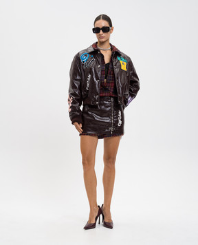 Off-White Бордова глянцева спідниця міні з логотипом 2CU01GF25FAB001