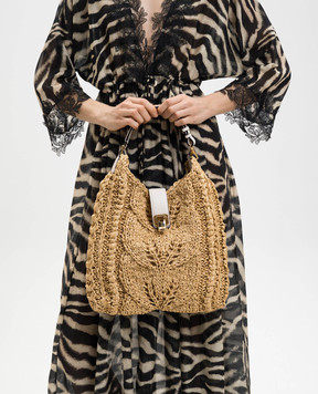 Ermanno Scervino Бежева сумка-хобо з рафії D483S303FMRDM
