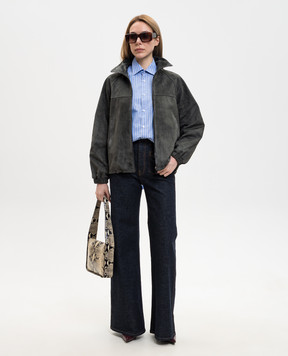 Babe Pay Pls Серая замшевая куртка прямого кроя 2602SUEDE