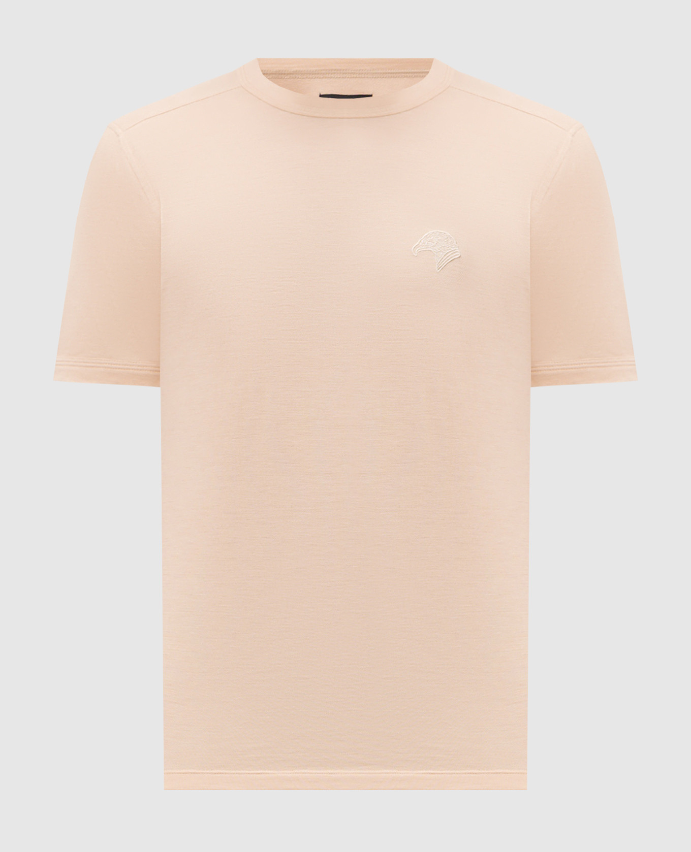 Бежевая футболка с вышивкой эмблемы