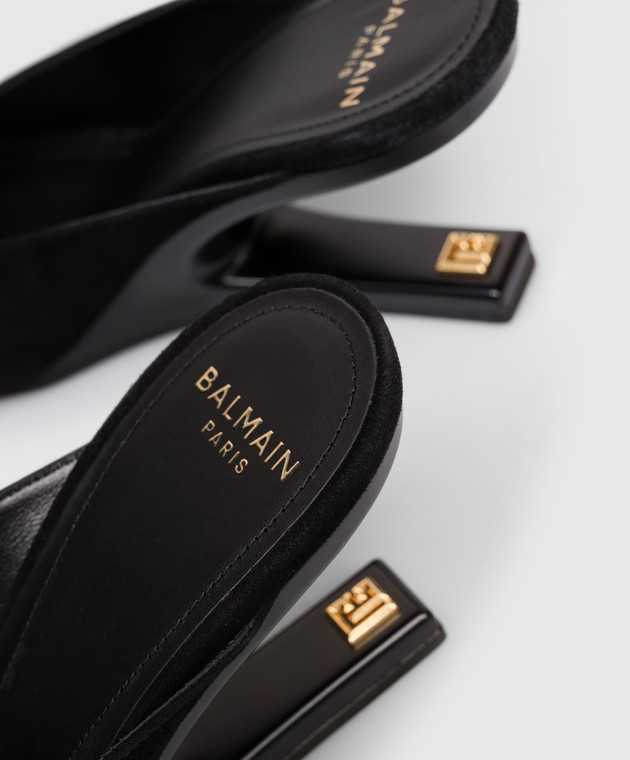 Balmain Черные замшевые мюли GN0UR243LCMK изображение 5